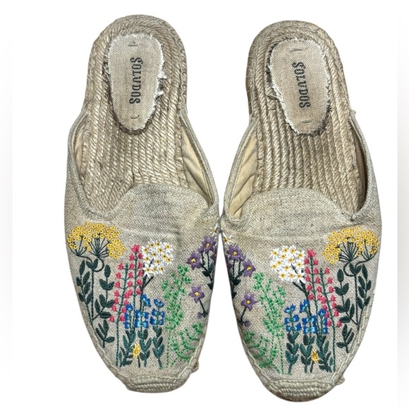 Anthropologie Soludos Wildflower Mules in Light Sand size 9.5 - Picture 7 of 9